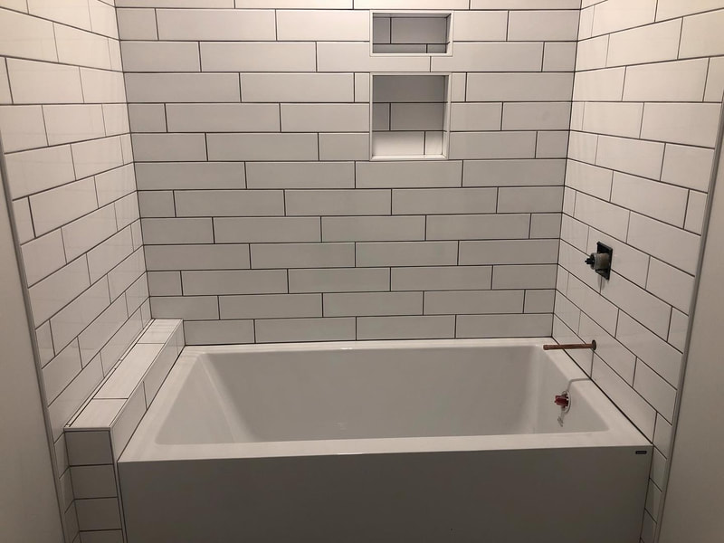 Tile Tub Splash with Niche and stub wall in Vernon, BC