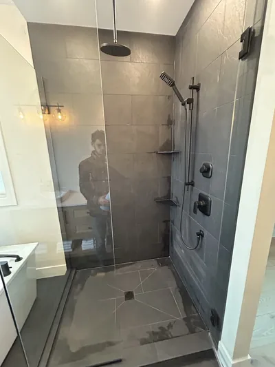Black Custom Shower (Wet Due to Silicone Install)2