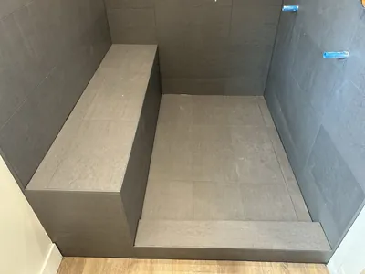 Custom Grey Dual Shower w/ Bench Detail 3