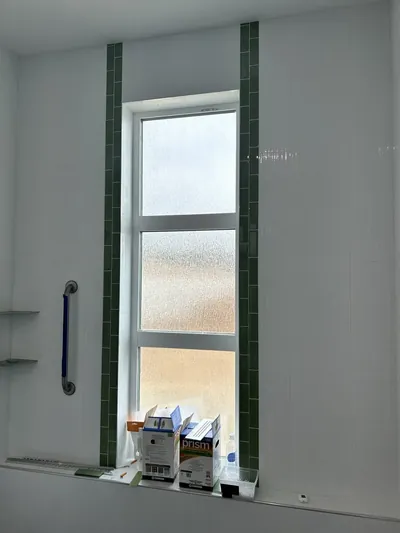 Custom Shower w/ Green Accent Tile 1