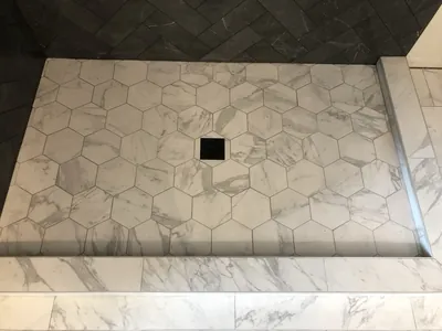 Custom Shower w/ Herringbone Walls 2