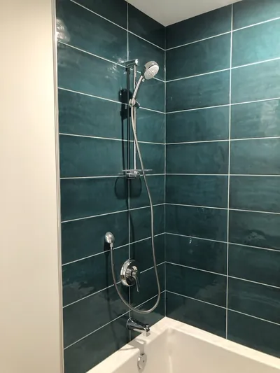 Bold Teal Tub/Shower Walls 2