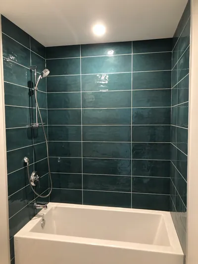 Bold Teal Tub/Shower Walls 3
