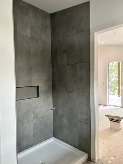 Cementitious Grey Shower/Tub Wall Tile 3