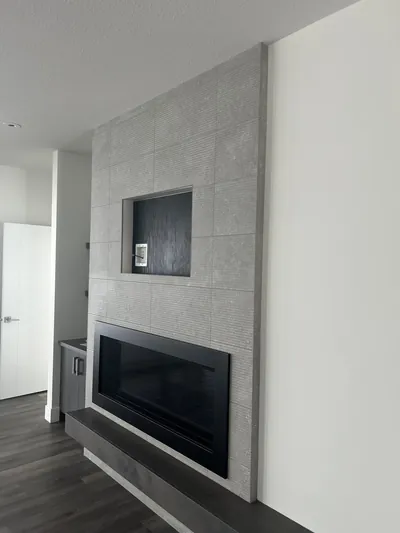 Large Format Ripple Tile Fireplace 2