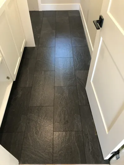 Dark Floor Tile Installation 3